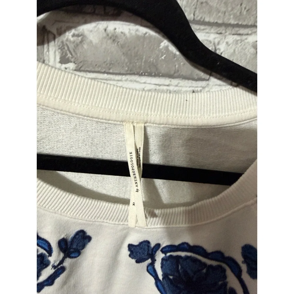 Anthropologie Long-Sleeve‎ Floral Embroidered Top